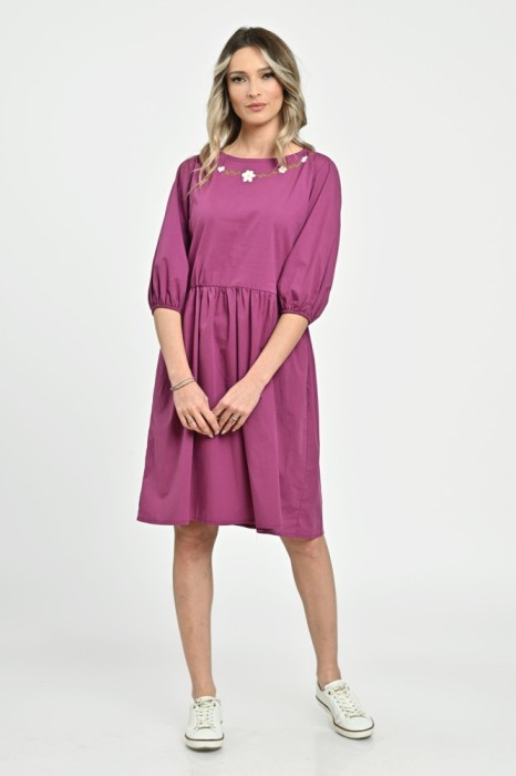 Rochie Medie Dama V265, Fucsia pictata - XL