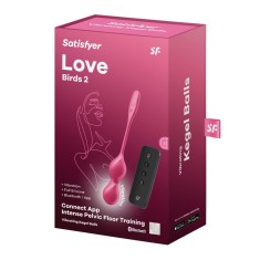 Love Birds - Bile vaginale, 22 cm, roșu
