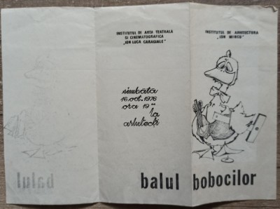 Invitatie Balul Bobocilor, Institutul de Arhitectura Ion Mincu 1976 foto