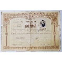 LICEUL DE FETE DIN CAMPULUNG MUSCEL , DIPLOMA DE BACALAUREAT , 1931