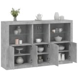 vidaXL Servantă cu lumini LED, gri beton, 162x37x100 cm