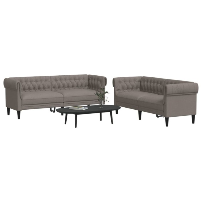 vidaXL Set de canapele, 2 piese, gri taupe, material 3209205