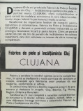 1973 Reclama Fabrica Piele si Incaltaminte CLUJANA 24 x 17 comunism CLUJ