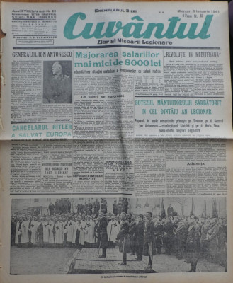 Cuvantul , ziar al miscarii legionare , 8 ianuarie 1941 foto