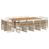Cumpara ieftin Set mobilier de gradina cu perne, 13 piese, bej, poliratan