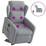 Cumpara ieftin Fotoliu electric masaj rabatabil cu ridicare, gri inchis textil
