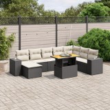 Gossi set mobilier de gradina cu perne, 9 piese, negru, poliratan