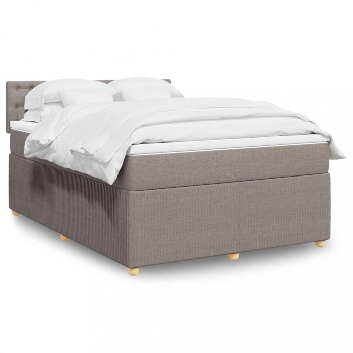 vidaXL Pat box spring cu saltea, gri taupe, 140x200 cm, textil 3289769