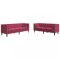 Set canapele Chesterfield perne rulou 2 piese rosu vin catifea
