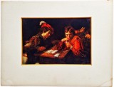 Vtg ART Print din 1903 CARAVAGGIO Trisorul _ Vechi Maestri, nr. 124