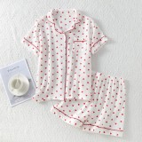 Cumpara ieftin Pijama dama "Sleepy Hearts" din doua piese, PJ023, Alb - Rosu