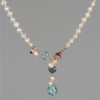 Choker Jolly din perle și cuarț albastru celest