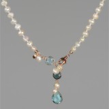 Cumpara ieftin Choker Jolly din perle și cuarț albastru celest