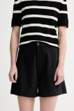 Filippa K pantaloni scurți din bumbac culoarea negru, neted, high waist, 31423.FK