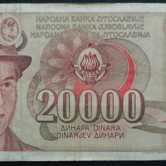 Bancnota 20000 DINARI / DINARA - RSF YUGOSLAVIA, anul 1987 *cod 271