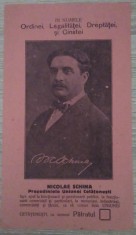 Afi? electoral NICOLAE SCHINA PRE?EDINTELE UNIUNII CETA?ENE?TI - anii 1920, rar foto