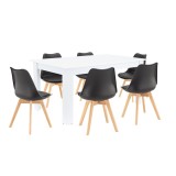 Cumpara ieftin Set de masă Lola 6+1 alb-negru