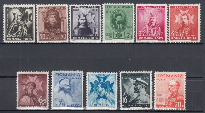ROMANIA 1938 LP 126 STRAJA TARII - VOIEVOZI SERIE SARNIERA