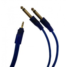 Cablu Jack 3.5 mm Tata Cu Doua Jack 6.3 mm Tata , lungime 5 metri , albastru , elSales