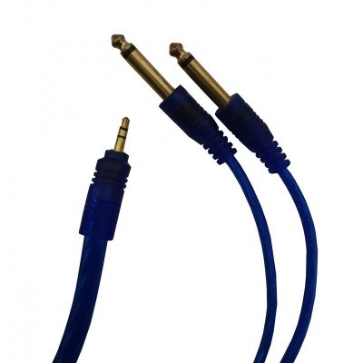 Cablu Jack 3.5 mm Tata Cu Doua Jack 6.3 mm Tata , lungime 3 metri , albastru , elSales foto