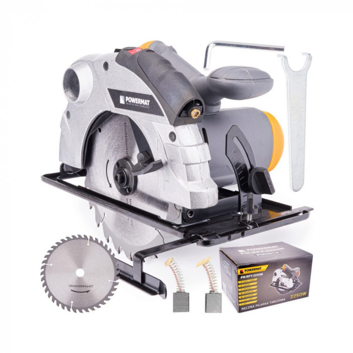 Fierastrau circular de mana cu laser pentru lemn, 2250 W, Powermat