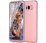 Cumpara ieftin Husa 360 Samsung Galaxy S8, Full Cover Fata Spate, PC, Auriu Rose, Anti-soc, Amprenta, Alunecare