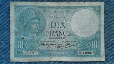 10 Francs 1939 Franta / seria 74905 foto