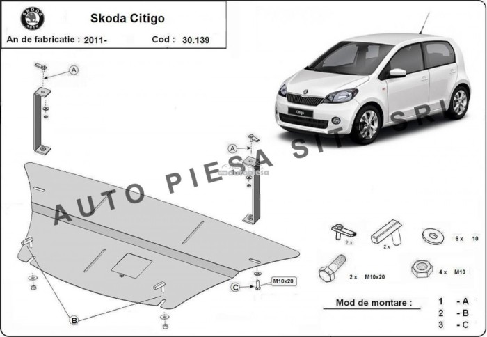 Scut metalic motor Skoda Citigo fabricata incepand cu 2011 APS-30,139