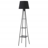 HOMCOM Lampă de Podea cu Rafturi și &Icirc;ntrerupător cu Pedală, Dulie E27, Design Modern, 35x35x173 cm, Negru | Aosom Romania