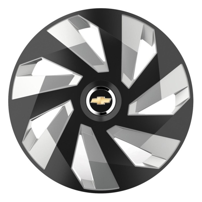 Set 4 Capace Roti, potrivite jantelor de R16, pentru Chevrolet, model vector black and silver