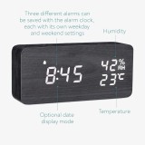 Cumpara ieftin Ceas cu alarma digital Navaris, Termometru, USB, umiditate, 3 alarme, 6 setari luminozitate, negru, resigilat