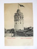 Carte postala necirculata circa 1900 Imperiul Otoman/Salutari din Constantinopol:Turnul Galata, Turcia, Printata