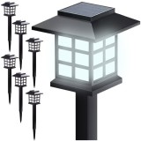 Lampa solara de gradina, set 6 bucati, inaltime 37 cm, 13000k, panou 2V 40mA, iluminare 10-12 h, 2 lm