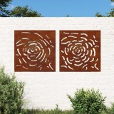 vidaXL Decor de perete 2 buc. 55x55 cm model trandafiri oțel Corten 824507