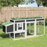 vidaXL Coteț de găini, gri, 204x50x84 cm, lemn masiv de pin 172237