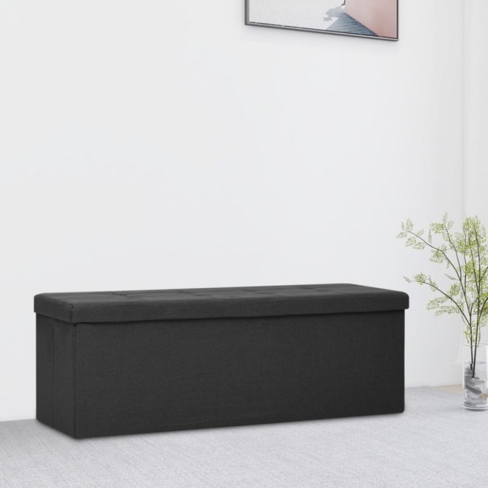 vidaXL Bancă de depozitare pliabilă, negru, imitație de p&acirc;nză 338791