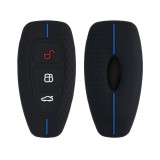 Husa Cheie Auto pentru Ford - 3 Butoane - Keyless Go, Silicon, Negru, 53133.02, Kwmobile