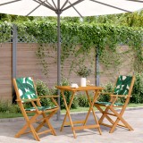 vidaXL Set mobilier bistro, 3 piese, textil model frunze/lemn masiv