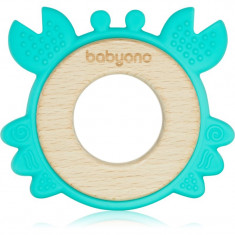 BabyOno Wooden & Silicone Teether jucărie pentru dentiție Crab 1 buc