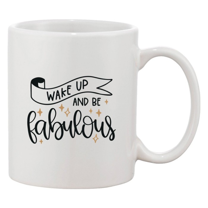Cana alba personalizata &quot;Wake up and be fabulous&quot;, INOVATIX&reg;. 330ml