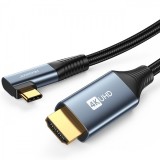 Cablu Audio si Video USB-C - HDMI Joyroom SY-20C1 Angled, 2m, Gri