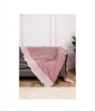 Cumpara ieftin Patura cu franjuri Serenity - 170x210 Cm roz alb