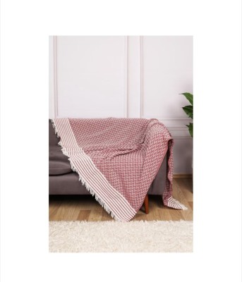 Patura cu franjuri Serenity - 170x210 Cm roz alb foto