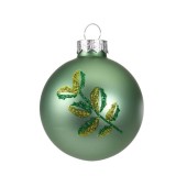 Cumpara ieftin Glob decorativ - Bauble Glass Sage Green Mat - Leaf - Verzui / Crenguta | Kaemingk