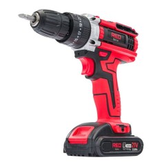 Masina de gaurit, filetanta cu acumulatori led, 2 Ah 20V 37 Nm, percutie, Red Technic