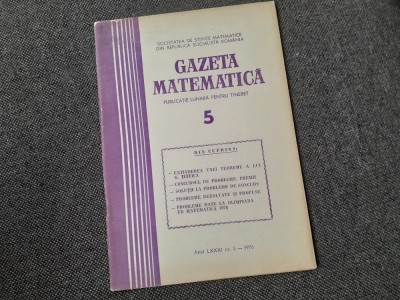 GAZETA MATEMATICA NR 5/1976 foto