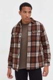 Superdry jachetă tip cămașă bărbați, culoarea maro, de tranziție