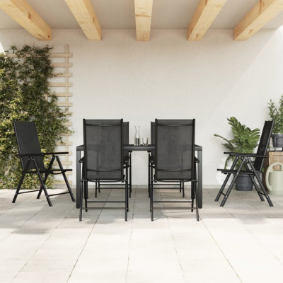 vidaXL Set mobilier pentru grădină, 7 piese, negru, aluminiu foto