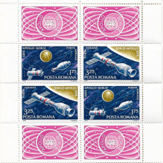 Colita Zborul comun Apollo - Soiuz (bloc de 4), 1975 - NEOBLITERATA