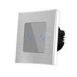 Cumpara ieftin Intrerupator dublu touch din sticla cu rama aluminiu Luxion, 500W, gri